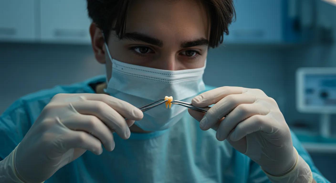 Person handling a knocked-out tooth, preparing for re-implantation
